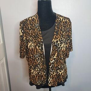 White Stag Women's Size X-Large Animal Print Stretch 2Fer Top 3/4 Sleeves